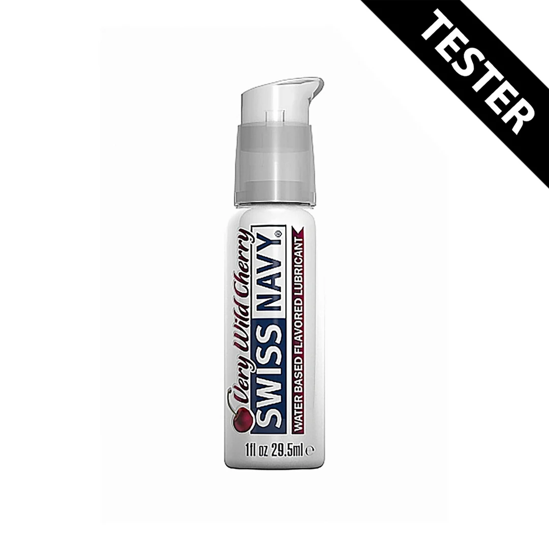 SNFVWC1-T_1_2 Lubricante con sabor – Gel lubricante prémium comestible (formato de prueba) – Cereza – 30 ml – Swiss Navy - Imagen 1