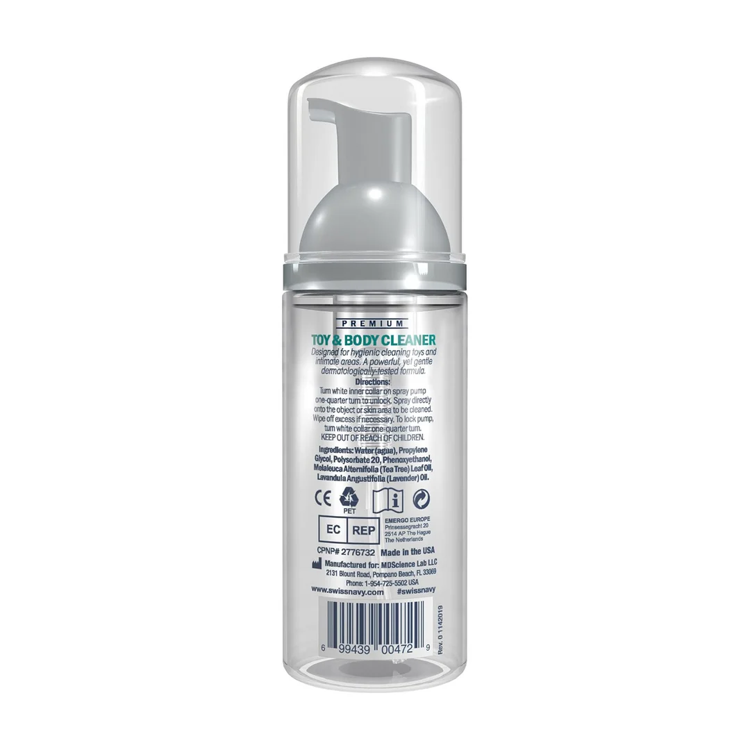 Limpiador de juguetes y cuerpo, spray limpiador para juguetes y piel, compatible con lubricante de silicona, Swiss Navy, 177 ml / 6 fl oz, PROBADOR - Imagen 1
