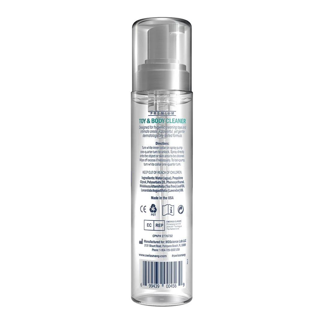 Limpiador de juguetes y cuerpo, spray limpiador para juguetes y piel, compatible con lubricante de silicona, Swiss Navy, 177 ml / 6 fl oz, PROBADOR - Imagen 4
