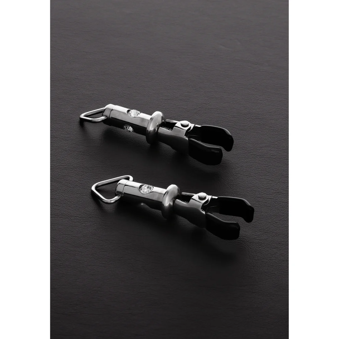 Pinzas BDSM para pezones con presión ajustable, 2 Barrel con 3 piedras preciosas - Imagen 2