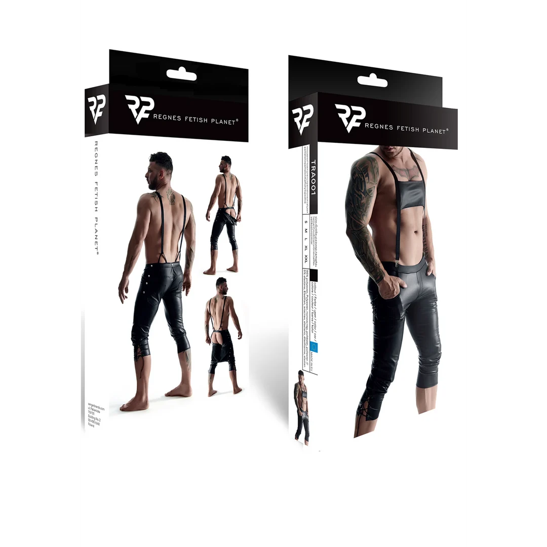 Conjunto fetish de efecto mojado y detalles metálicos para hombre – Regnes Fetish Planet - Imagen 1