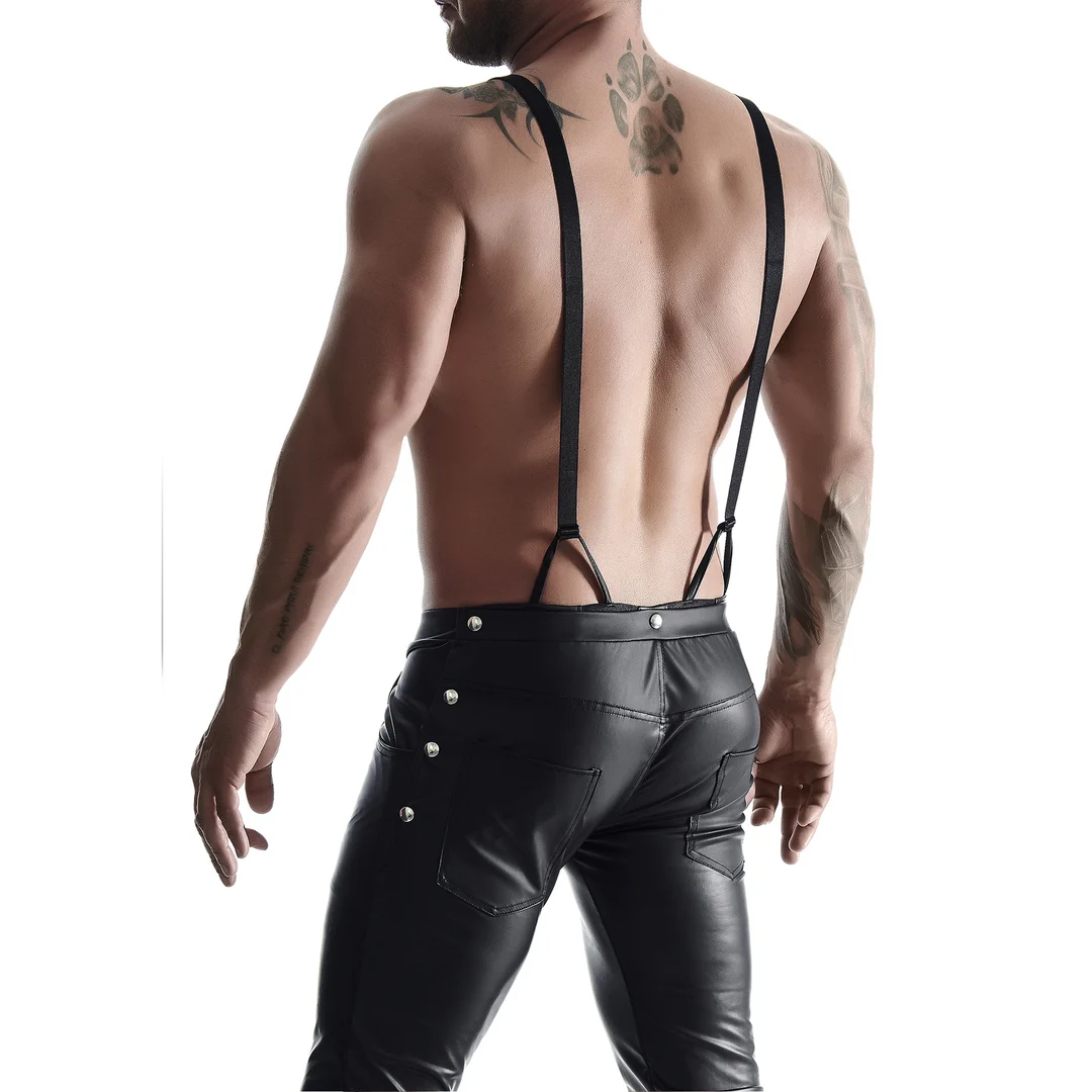 Conjunto fetish de efecto mojado y detalles metálicos para hombre – Regnes Fetish Planet - Imagen 4