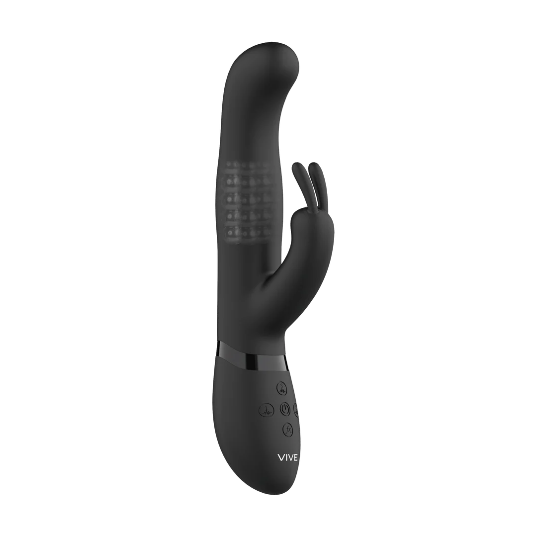 vibrador rabbit – cuentas giratorias y estimulación doble – negro (Izara) VIVE by Shots - Imagen 3