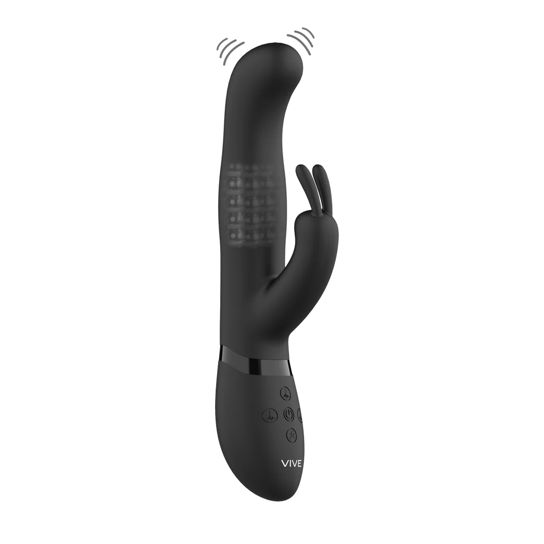 vibrador rabbit – cuentas giratorias y estimulación doble – negro (Izara) VIVE by Shots - Imagen 4