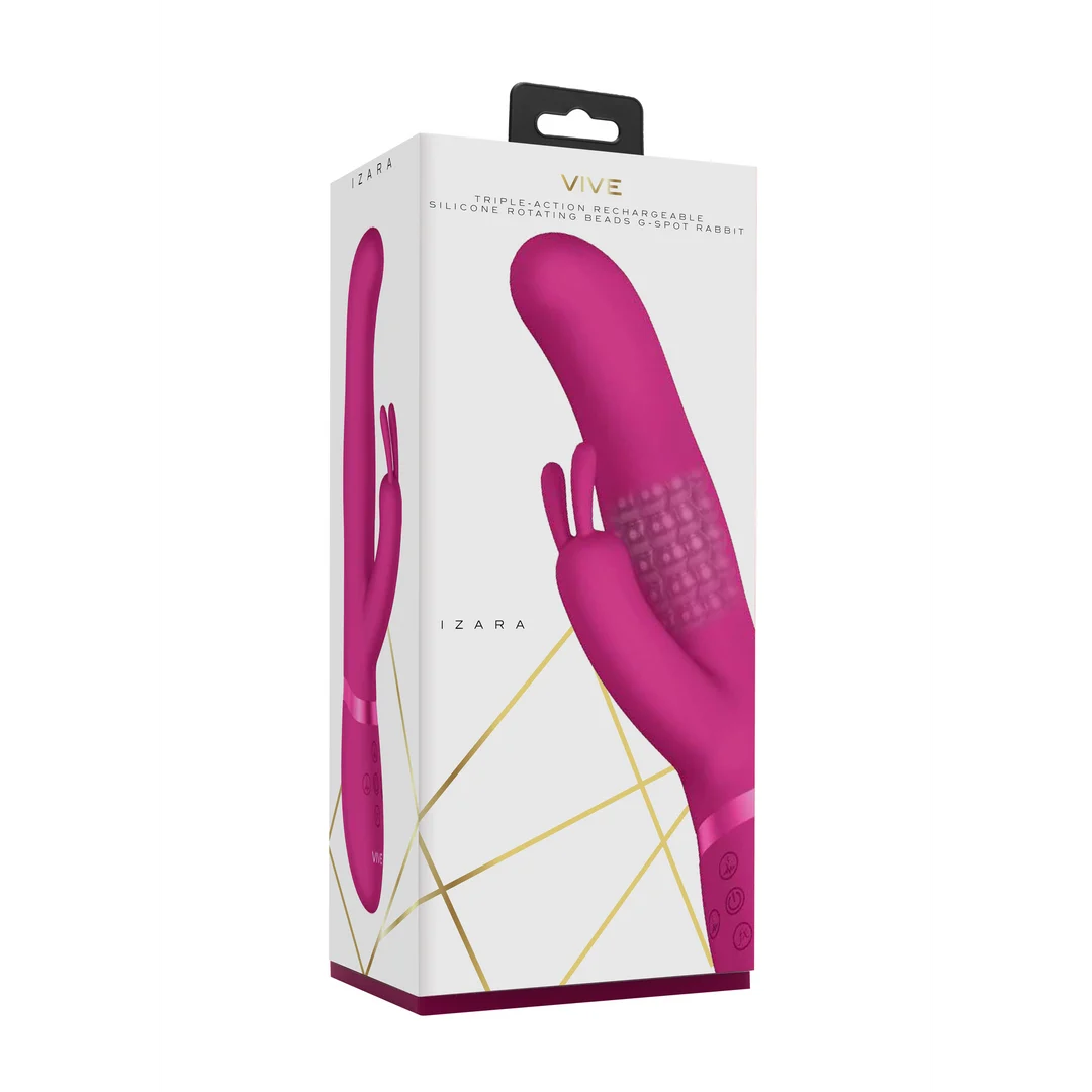 vibrador rabbit – cuentas giratorias y estimulación doble – negro (Izara) VIVE by Shots - Imagen 7