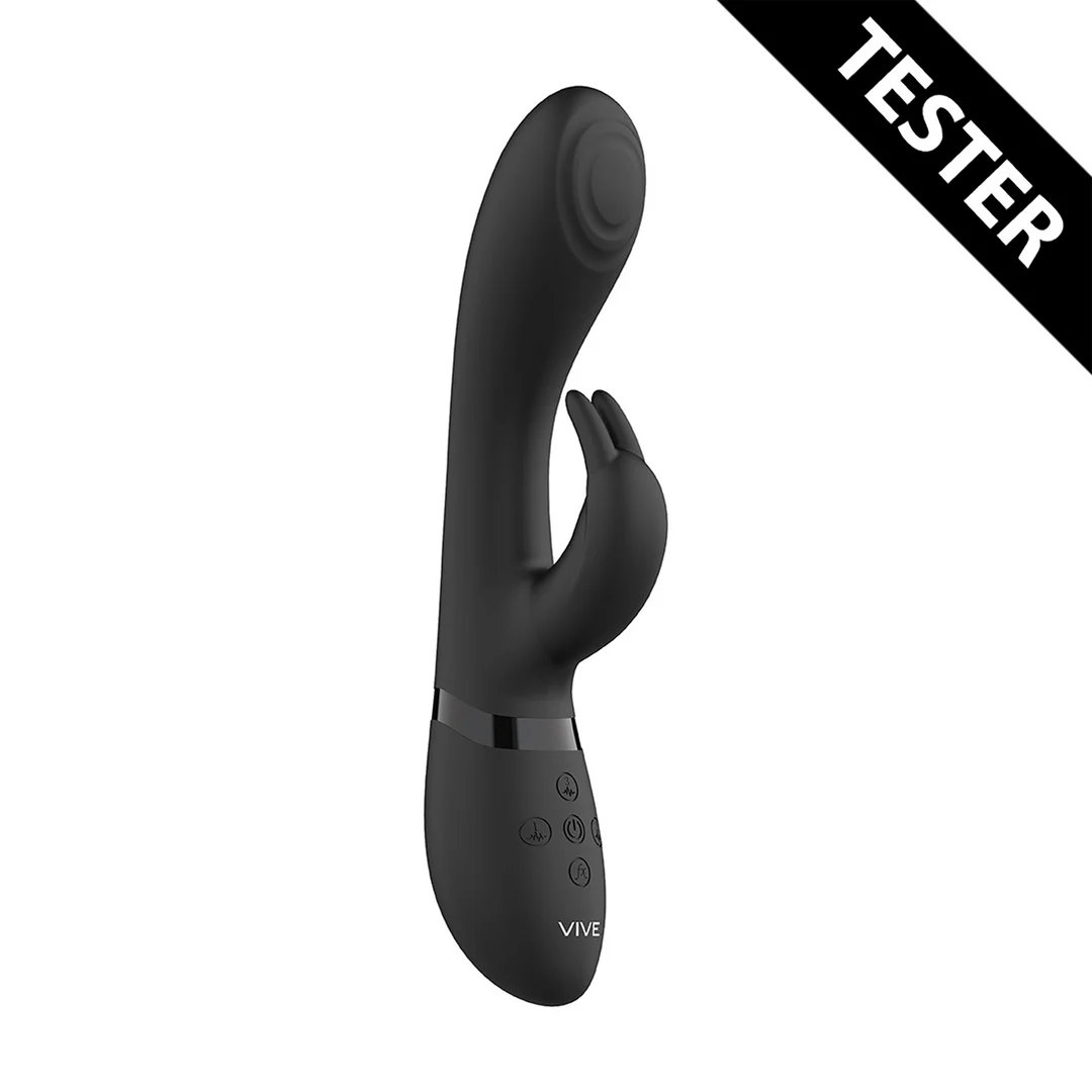 Vibrador rabbit con punta de ondas pulsantes para el punto G y vibrador para el clítoris, negro, VIVE by Shots - Imagen 1