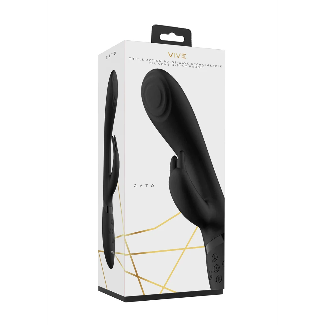 Vibrador rabbit con punta de ondas pulsantes para el punto G y vibrador para el clítoris, negro, VIVE by Shots - Imagen 8