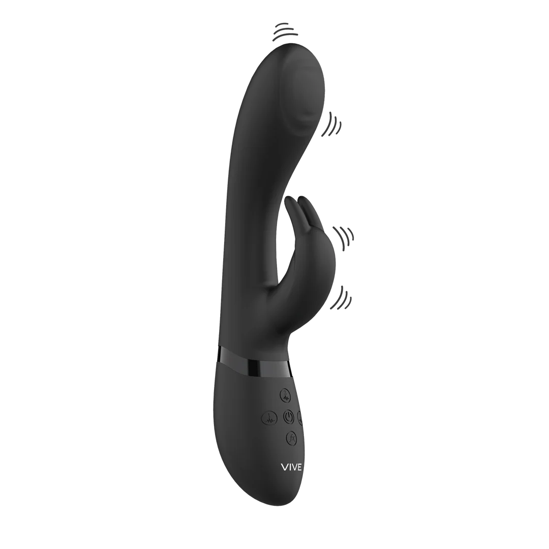 Vibrador rabbit con punta de ondas pulsantes para el punto G y vibrador para el clítoris, negro, VIVE by Shots - Imagen 10