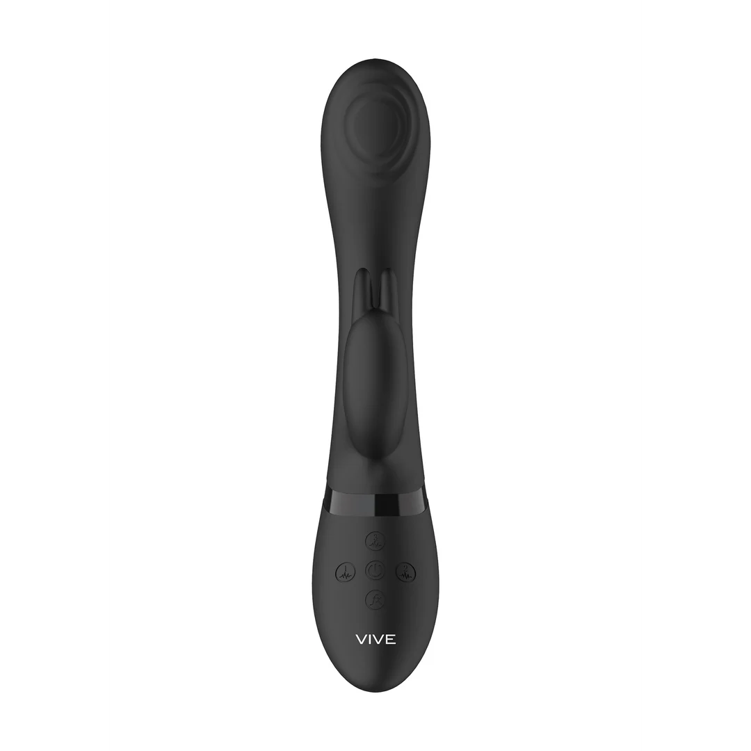 Vibrador rabbit con punta de ondas pulsantes para el punto G y vibrador para el clítoris, negro, VIVE by Shots - Imagen 11
