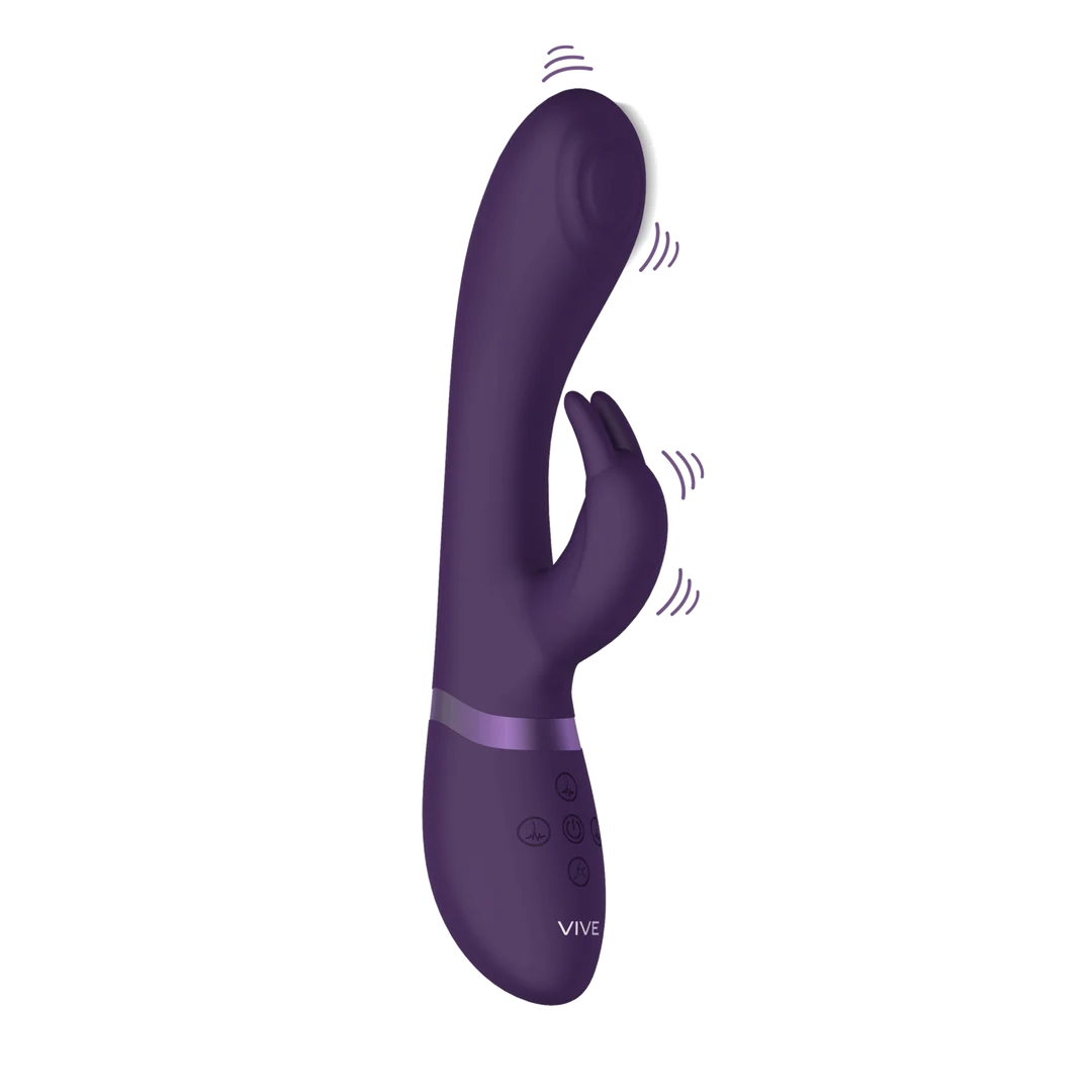 Vibrador rabbit con punta de ondas pulsantes para el punto G y vibrador para el clítoris, negro, VIVE by Shots - Imagen 4