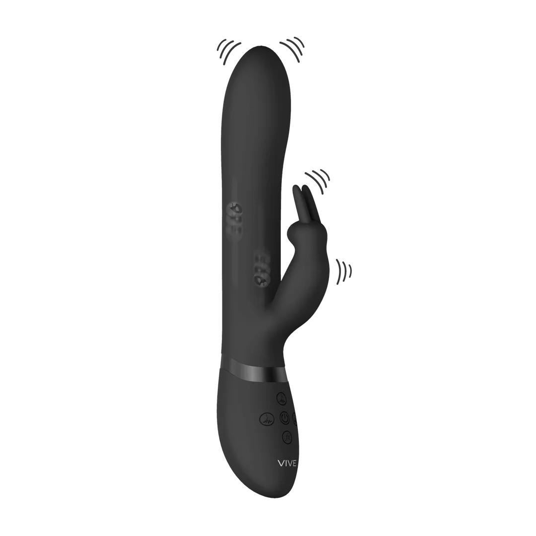 Vibrador tipo rabbit con cuentas móviles de arriba abajo y 3 motores, VIVE by Shots, negro VIVE by Shots - Imagen 4