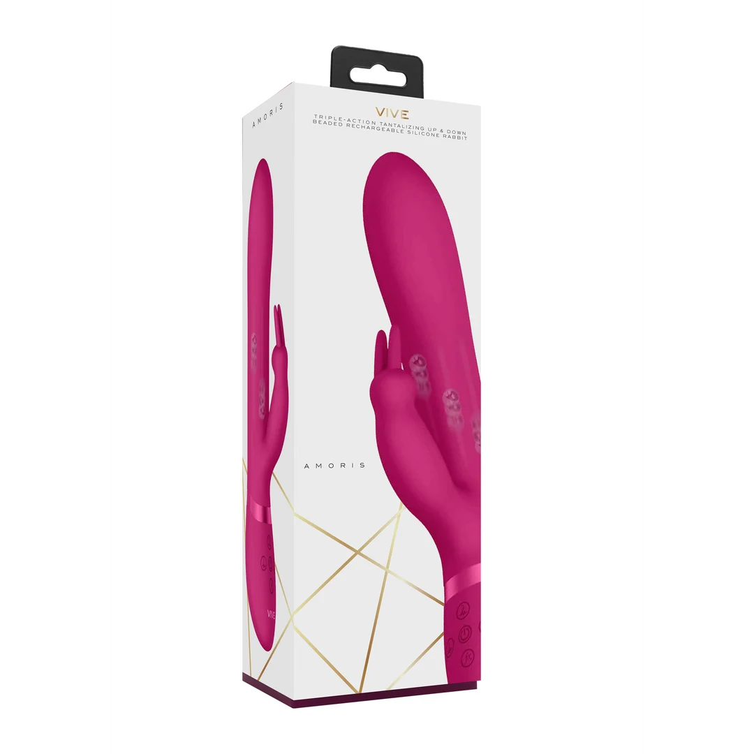 Vibrador tipo rabbit con cuentas móviles de arriba abajo y 3 motores, VIVE by Shots, negro VIVE by Shots - Imagen 8