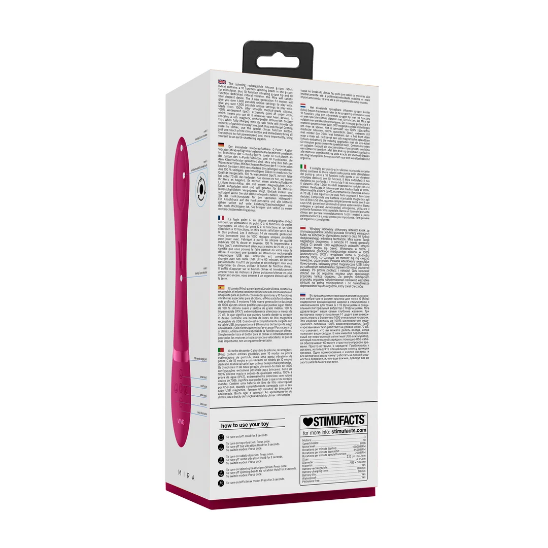 Vibrador rabbit, cuentas giratorias y 10 modos, VIVE Mira, rosa VIVE by Shots - Imagen 3