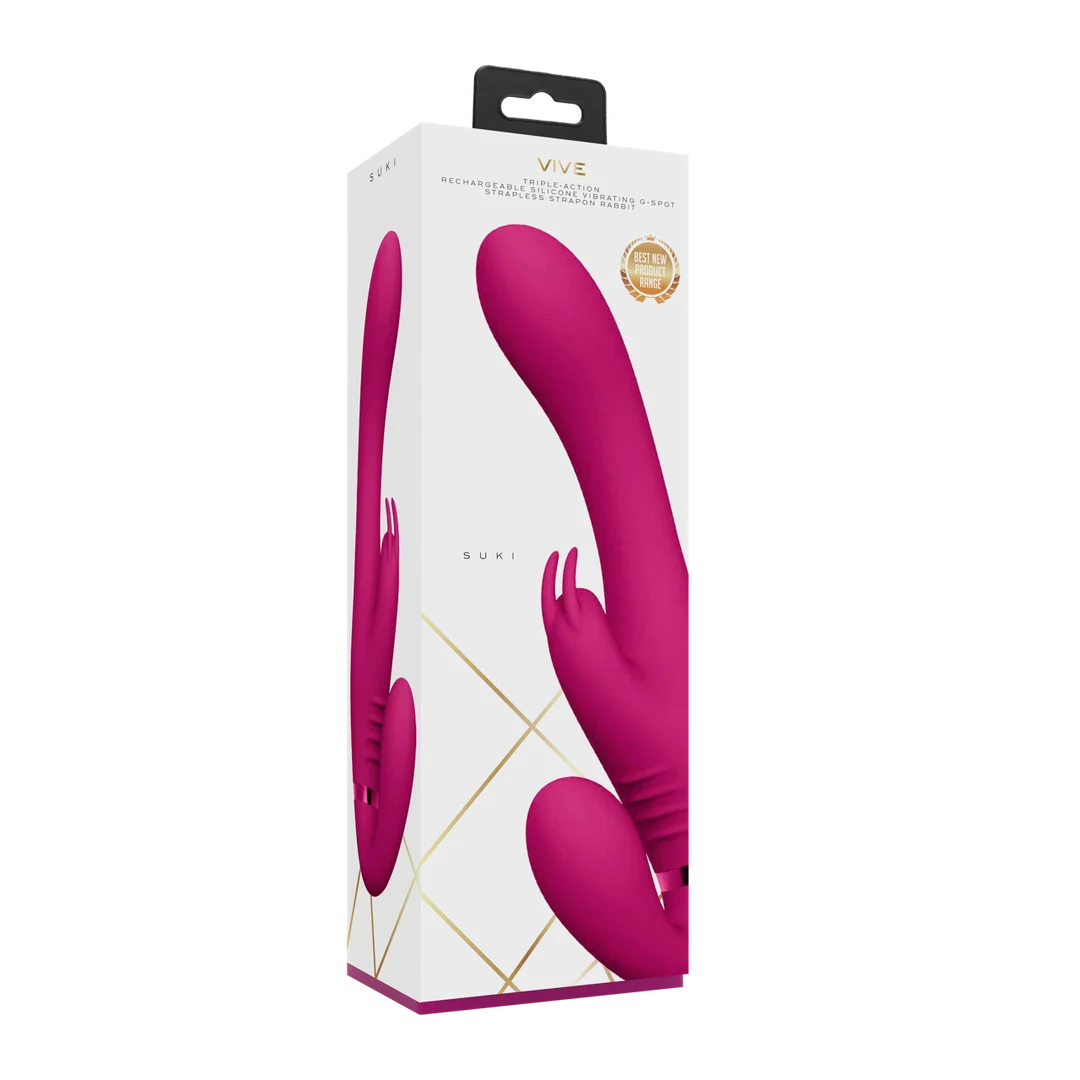 Vibrador sin arnés, estimulación para dos en pareja, VIVE Suki rosa, VIVE by Shots - Imagen 2