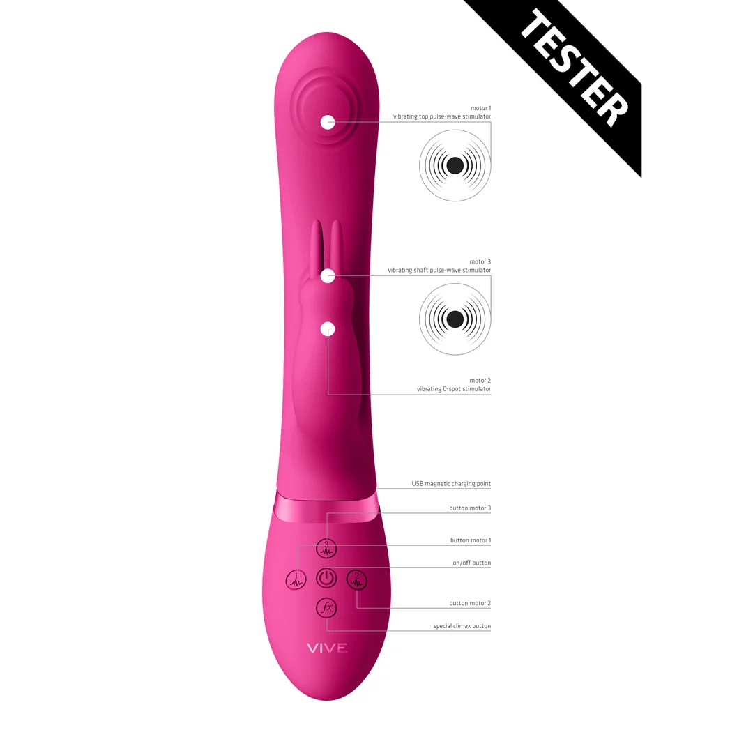 Vibrador rabbit, ondas de pulso dobles con botón para el orgasmo, VIVE by Shots, rosa VIVE by Shots - Imagen 4