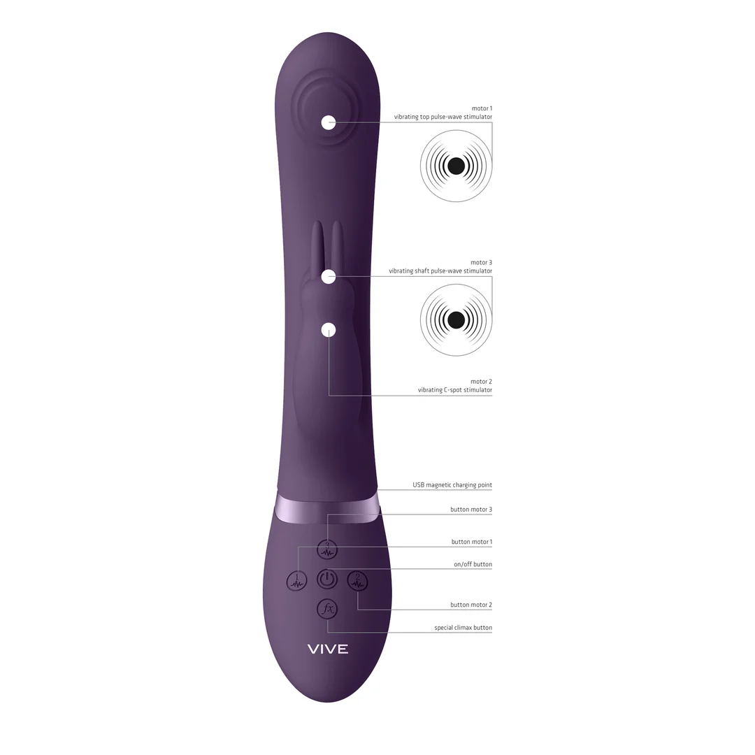 Vibrador rabbit, ondas de pulso dobles con botón para el orgasmo, VIVE by Shots, rosa VIVE by Shots - Imagen 16
