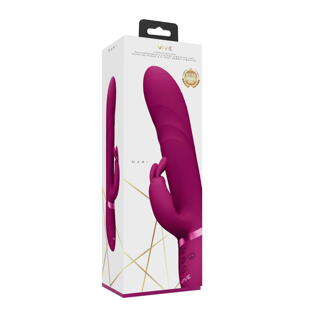Vibrador rabbit – punta vibratoria y cuentas giratorias – VIVE by Shots, rosa VIVE by Shots - Imagen 2