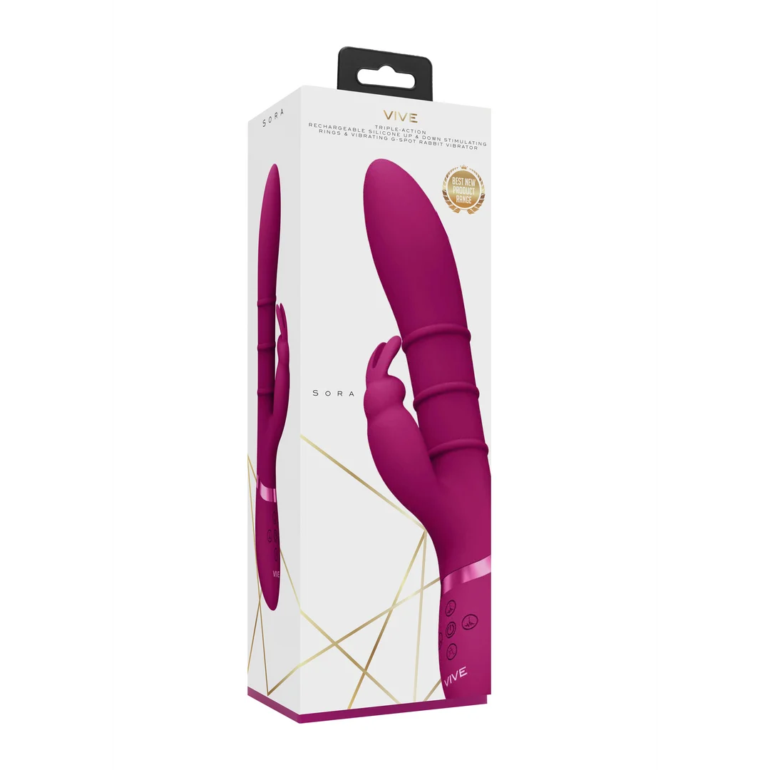 vibrador rabbit con anillos móviles de arriba abajo, VIVE morado, VIVE by Shots - Imagen 1