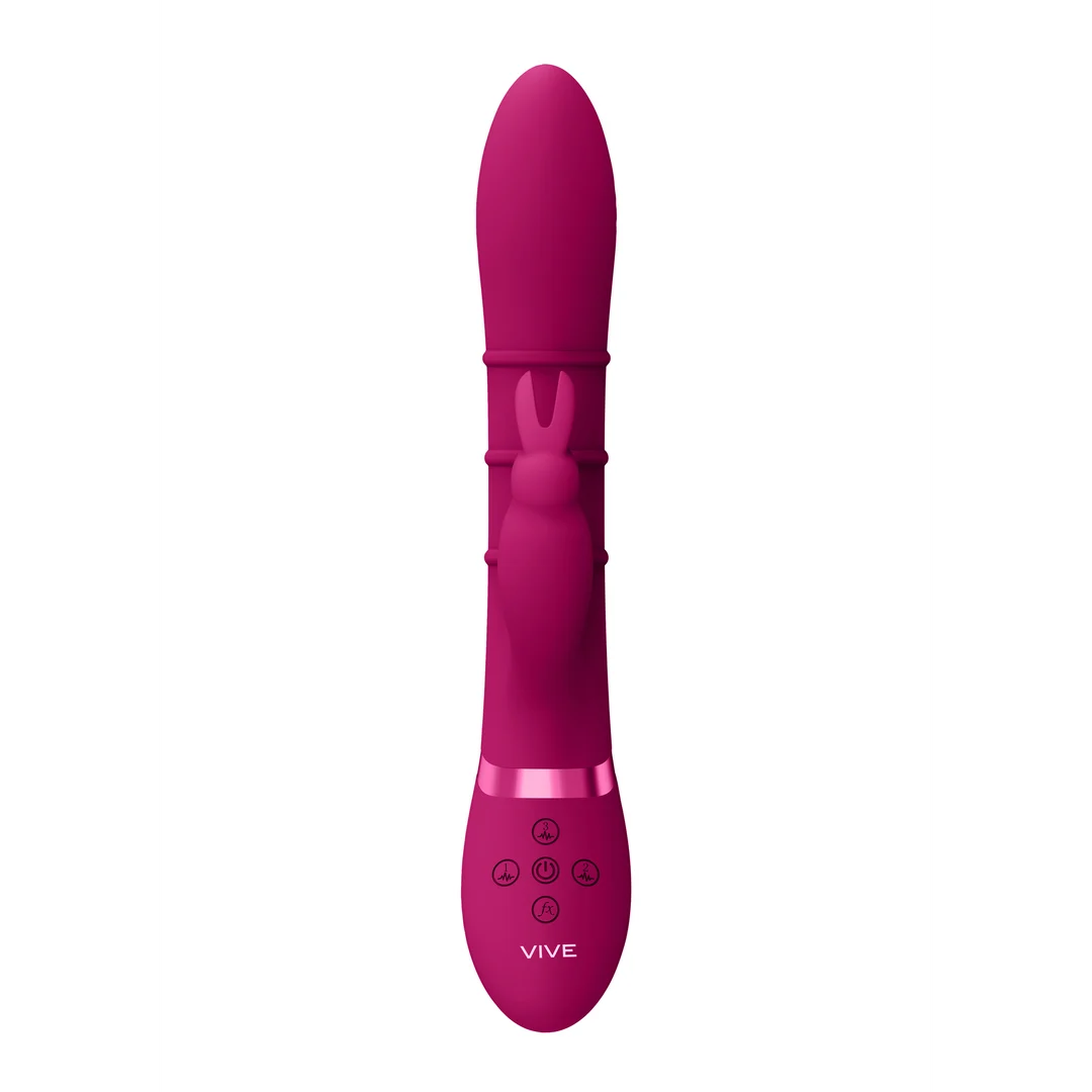 vibrador rabbit con anillos móviles de arriba abajo, VIVE morado, VIVE by Shots - Imagen 4