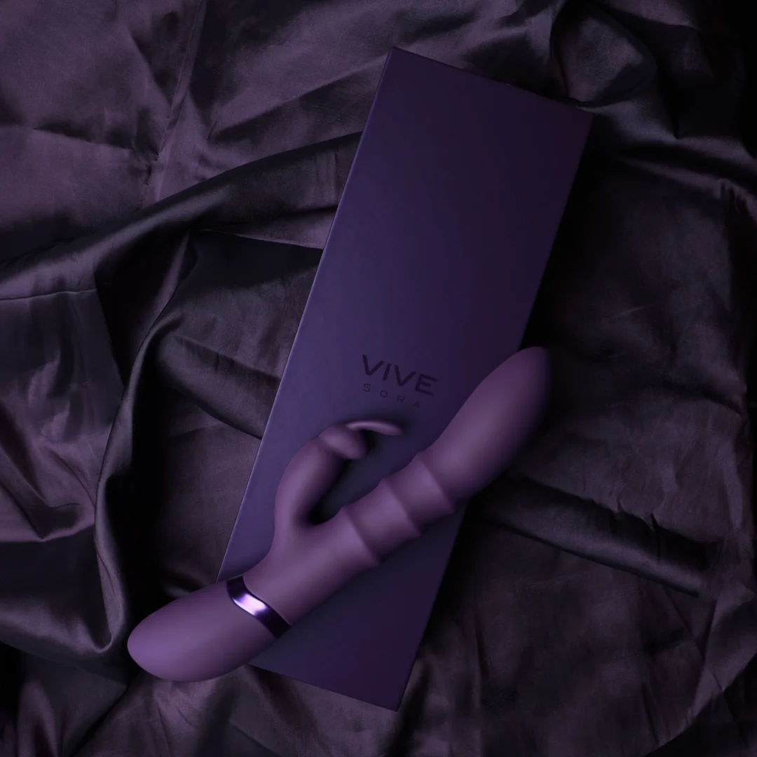 vibrador rabbit con anillos móviles de arriba abajo, VIVE morado, VIVE by Shots - Imagen 11