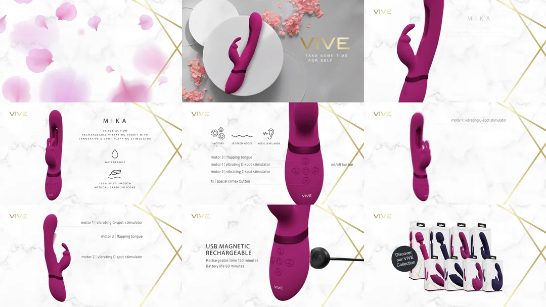 Vibrador rabbit con tres motores y estimulador móvil para el punto G, VIVE rosa, VIVE by Shots - Imagen 5