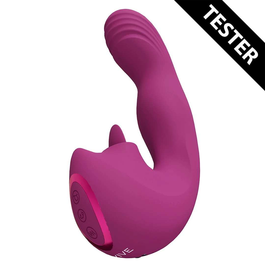 vibrador doble – estimulación del punto G con movimiento de «ven aquí» y lengua vibratoria – VIVE by Shots rosa VIVE by Shots - Imagen 1