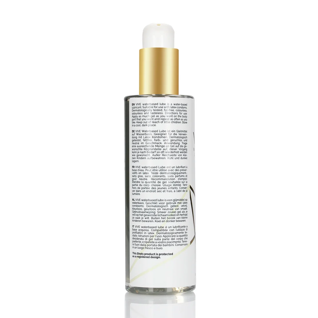 Lubricante de base acuosa, dermatológicamente testado y no graso, sin perfume y sin sabor, 200 ml, VIVE by Shots - Imagen 2